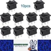 10 x Black Rocker Switches 10x15mm ON/OFF 3 Pin SPST Panel Mini Rocker Switches