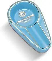 CIGARLOONG Cigar Ashtray Ceramics Single Slot Portable Travel Pocket Ashtray for Men,Light Blue