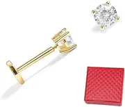 [Generic] 925 Sterling Silver Post CZ Stud Flat Back Earrings for Women - Elegant Cartilage Piercing Jewelry - Durable & Shiny Small Studs for Everyday Wear