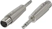 Geekria for Creators XLR Female to 1/4 Inch (6.35mm) TRS Male Microphone Cable Adapter, Compatible with Shure SM57, SM7B, MV7, PGA48, Behringer xm8500 Mic Cord Plug (Silver, 2 Pack)
