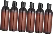 Healvian 6Pcs Portable Travel Bottles with Flip Lid Refillable Cosmetic Containers for Shampoo and Lotion Compact Design for Travel Toiletries Brown Bottle with Black Lid