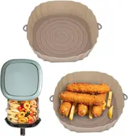Air Fryer Silicone Pot Air Fryer Basket Liner Non-Stick Reusable Baking - Brown