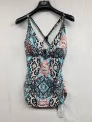 Seafolly Australia Floral Kashmir swimwear Top Crossback F Cup Size 6 NWT