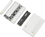 SHARGE Disk Plus M.2 NVMe SSD Enclosure, 10Gbps Dual USB C 3.2 External Enclosure with 100W Built-in Cable, 0.24 inch up to 4TB Storage 2230 2242 2280 SSDs for MacBook, iPhone 16 (SSD not Included)