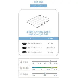La Belle 德瑪絨 石墨烯 冬被 單/雙/特 格蕾寢飾 遠紅外線 發熱 可水洗 抑菌