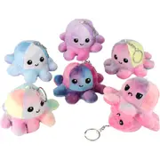 6pcs Reversible Octopus Plush Toy Keyrings