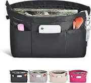 [WABUYAO] Premium Nylon Purse Organizer Tote Handbag Insert Organizers Bag in Bag Zipper 13 Pockets