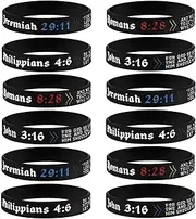 [Sainstone] 12-Pack Christian Bible Verse Silicone Bracelets - Jeremiah 29:11, John 3:16, Philippians 4:6, Romans 8:28 - Religious Scriptures Wristbands Church Gifts, Adult Size for Men Women