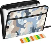 Camouflage Baby Blue Expanding Folder 13 Pockets A4 Letter Size File Holder with Zipper Closure Expansion File Folder for Home Office Travel