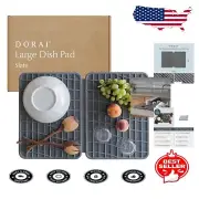 Quick-Drying Diatomite Kitchen Mat - 40% More Drying Area, Slate Finish