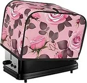 Pretty Pink Roses Toaster Cover 2 Slice Bread Machine Covers Waterproof Universal Size Kitchen Small Appliance Cover with Hang Loop, Dust and Fingerprint Protection