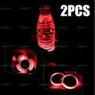 2pcs Red LED Solar Cup Pad Mat Car Interior Parts Decoration Light Accessories