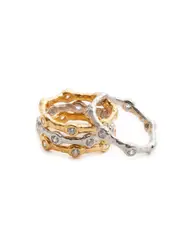 Joanna Laura Constantine Waves Crystal-embellished Ring - set of Four - Silver 8 (UK P)