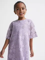 Reiss Lilac Susie 9-12 yrs Lace T-Shirt Dress (D39176) | $180