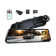 P10 Plus 4K WiFi Mirror Dash Cam, Rear View Mirror Camera w/Smart Driving Sys...