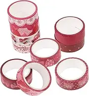 STOBOK 10rolls Valentine's Day Washi Tape for Crafts Scrapbooking Wrapping Decorative Masking Tape Love Patterns for Journals Planners