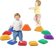 Stepping Stones, 11 PCS Square-Shaped, Anti-skidding, Balance Blocks, Obstacle Course for Kids (CLASSIC)