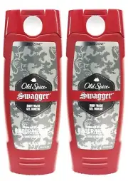 2 Old Spice Red SWAGGER 8 Hour Scent Technology Body Wash Shower Gel Men, 16 Oz.