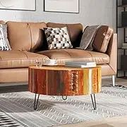 Solid Reclaimed Wood Coffee Table Round for Living Room, Modern Center, Farmhouse Tables - Handmade, Storage, Nesting