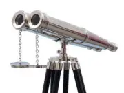 Brass Marine working Binocular With Wooden Tripod Stand Gift Griffith Telescope
