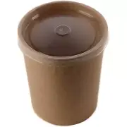 26 oz. Disposable Brown Paper Soup Containers with Plastic Lids