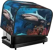 Submarine shark coral Toaster Cover 2 Slice Bread Machine Covers Waterproof Universal Size Kitchen Small Appliance Cover with Hang Loop, Dust and Fingerprint Protection