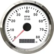 PCECKMZTFZ Universal Tachometer Tacho Gauge 8000RPM for Auto Marine Yacht Vehicle with 2 Colors Backlight 85mm 12V/24V Speedometer