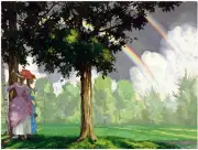 Summer Rainbow Girls K. Somov Accent Tile Mural Kitchen Wall Backsplash Ceramic