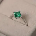 Natural Emerald 2Ct Princess Cut Engagement Wedding Ring 14K White Gold Plated