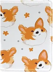 [CWAGFEQZ] Travel Passport Holder,PU Leather Passport Case,Passport Book,Bone Cute Welsh Dog
