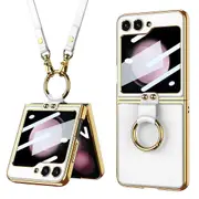 For Samsung Galaxy Z Flip5 5G Phone Case Cover with Small Screen Film and Shoulder Strap