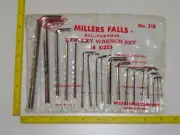 VTG Millers Falls 318 Hex Key Wrench Set 18pcs NOS Rare USA Hardened & Tempered
