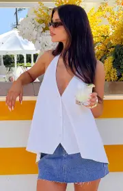 Petie White Linen Blend Top
