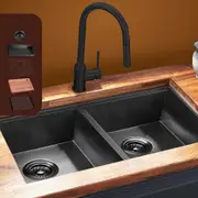Simplus 82x45CM Handmade Kitchen Sink Stainless Steel Laundry Sinks Double Bowl
