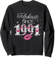 [X.Style] Womens Chapter 32 Fabulous Since 1991 32nd Birthday Queen Sweatshirt ds2028 Sweater (2XL) Black