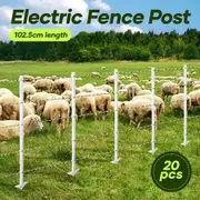 20pcs Electric Fence Posts Tread Step In Wire Poly Tap Garden Farm Livestock Cattle Sheep Cow Insulators Poles White