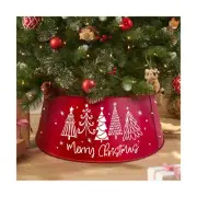 Metal Christmas Tree Collar, Merry Christmas Pine Trees Tree Ring Holiday Dec...