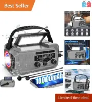 Outdoor Emergency Radio with Solar Charging, Hand Crank, and LED Flashlight