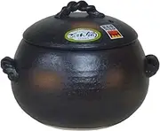 MISUZU Black Earthenware Rice Pot, 3 Cups, 1.6kg, Uncoated, Suitable for Stovetop