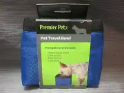Premier Pet Travel Bowl - 8 Cup Collapsible Fabric Dog Bowl for Food/Water NEW