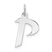 Sterling Silver Rhodium-Plated Artisan Block Letter P Initial Charm