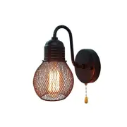 Black Wall Sconce with Pull Chain Switch,1-Light Wall Lamp,Industrial Farmhou...
