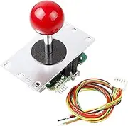 SANWA DENSHI JLF-TP-8YT-SK Red Ball Top Handle Arcade Joystick 4 & 8 Way Adjustable, Hori Fight Stick Replacement Cable Parts (Mad Catz SF4 Tournament Joystick Compatible)