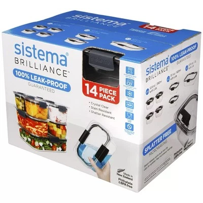 Sistema Brilliance Food Storage 14 Piece Set Container Brand New