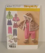 Simplicity 4054 Baby Jumper or Romper, Poncho, Booties Pattern Infant XXS - L