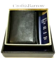 NEW CROFT & BARROW WALLET Black Tri-Fold ID Credit Card Money Cash Holder