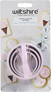 Wiltshire Round Scone Cutters 3pc Pink – Cookie, Biscuit and Pastry Cutter in a Nesting Set for Baking