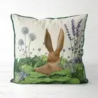 FABFUNKY LTD, RABBIT IN CABBAGE PATCH # 5 CUSHION / PILLOW COVER, 18" x 18", NEW