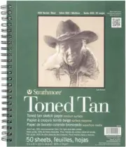 400 Toned 118Gsm Paper Spiral Bound Sketchpad, Fine Grain, 9 X 12 In, 50 Sheets,