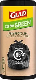 Glad To Be Green 95% Recycled Kitchen Tidy Bags with Wavetop Tie, Large 35L, 22 Count